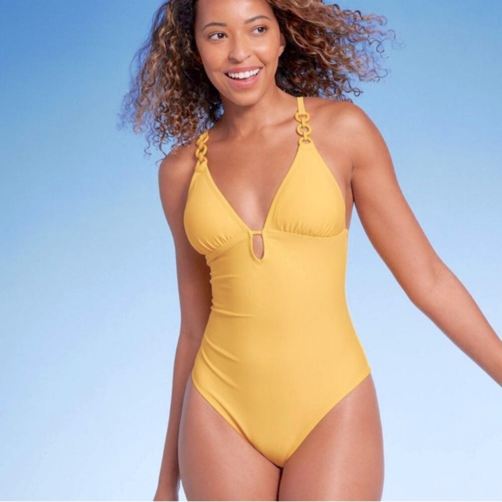 Women's Plunge Hardware Trim Cheeky One Piece Swimsuit